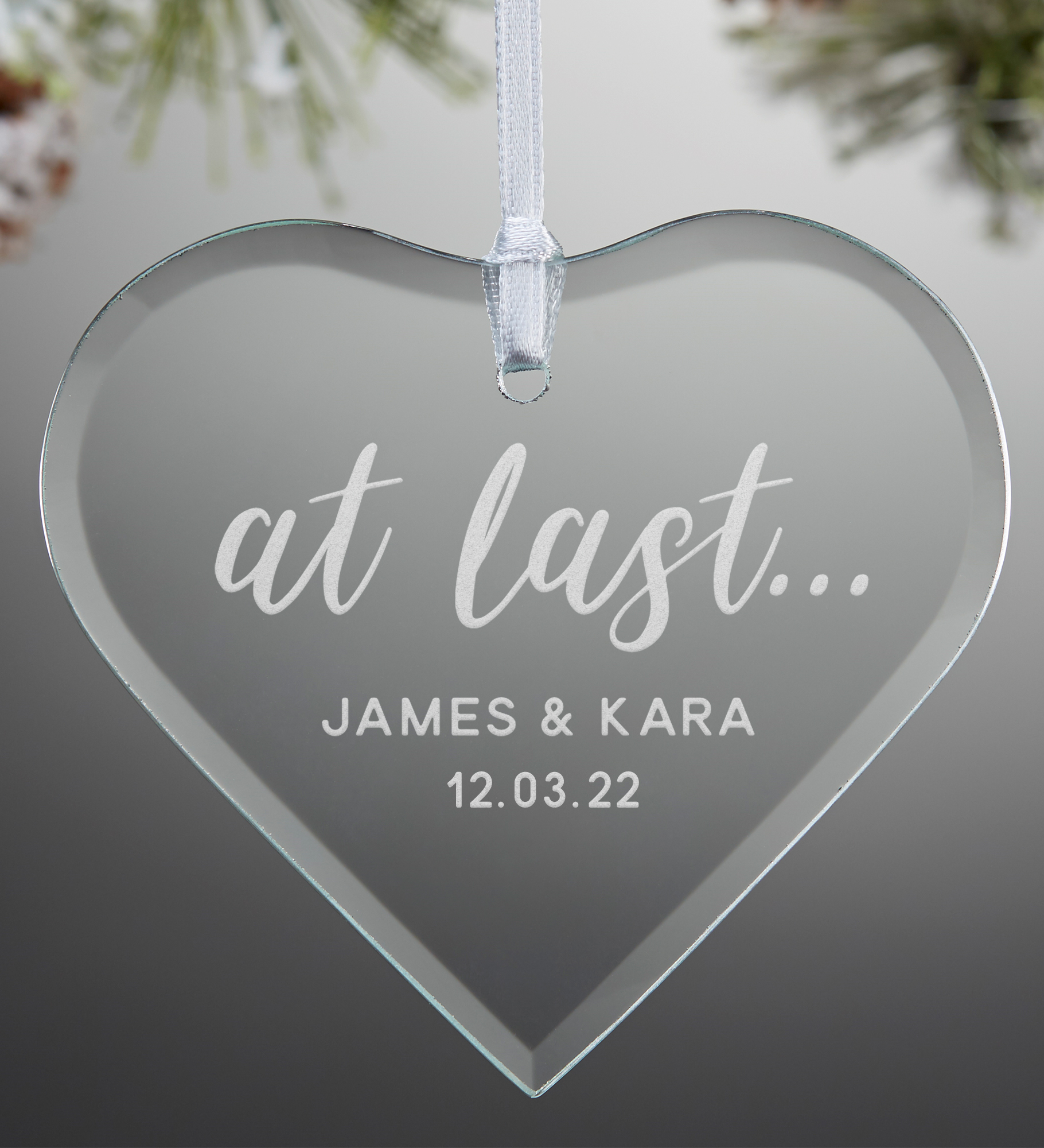 At Last... Personalized Wedding Heart Ornament